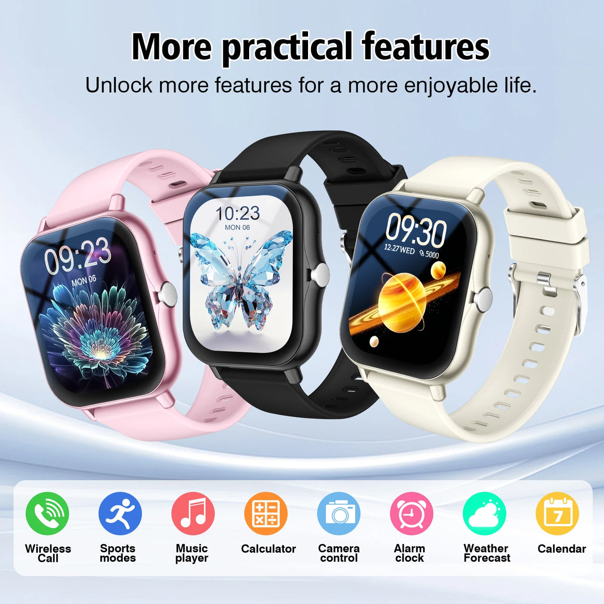 Reloj inteligente con llamadas inalámbricas, modos multideportivos, recordatorios de mensajes, reloj deportivo para iPhone/Android