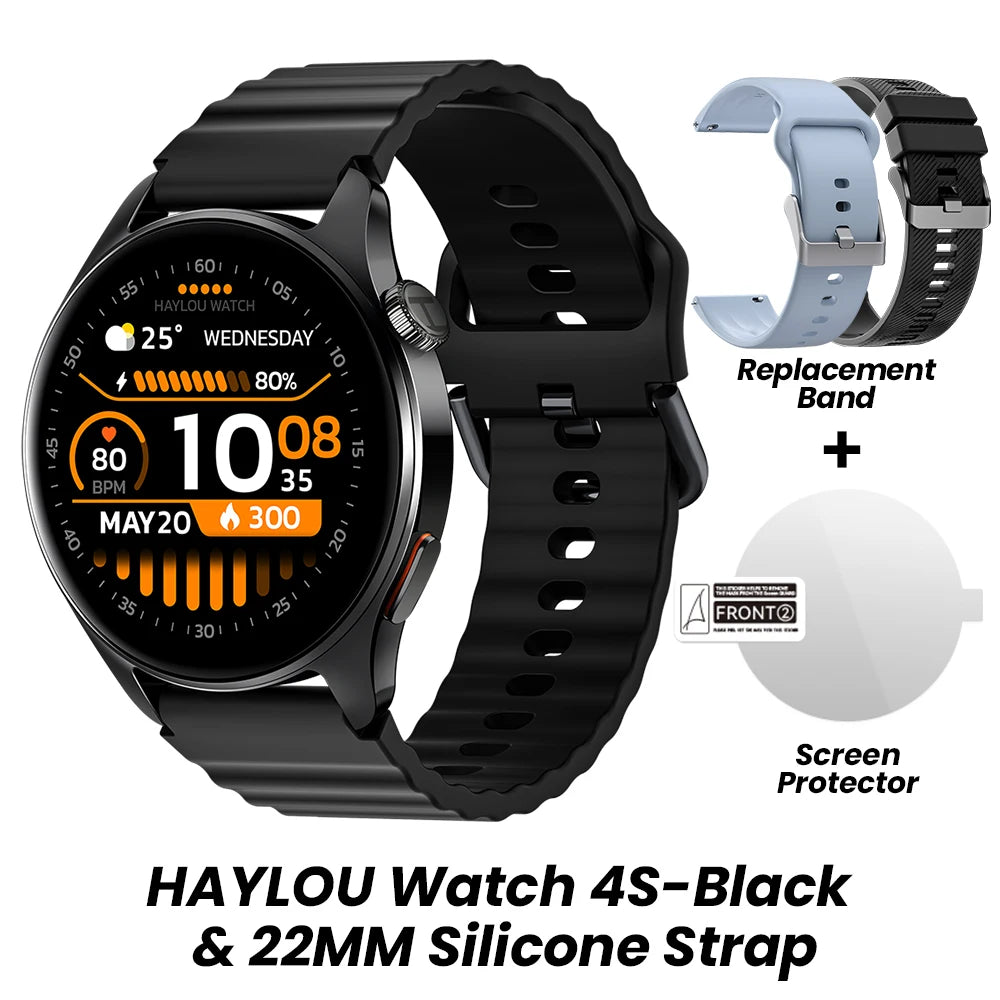 Reloj Inteligente HAYLOU Watch 4S con GPS, Pantalla AMOLED HD de 1.43”, 5 Posicionamientos GPS por Satélite, Más de 120 Modos de Entrenamiento, Reloj Deportivo Inteligente