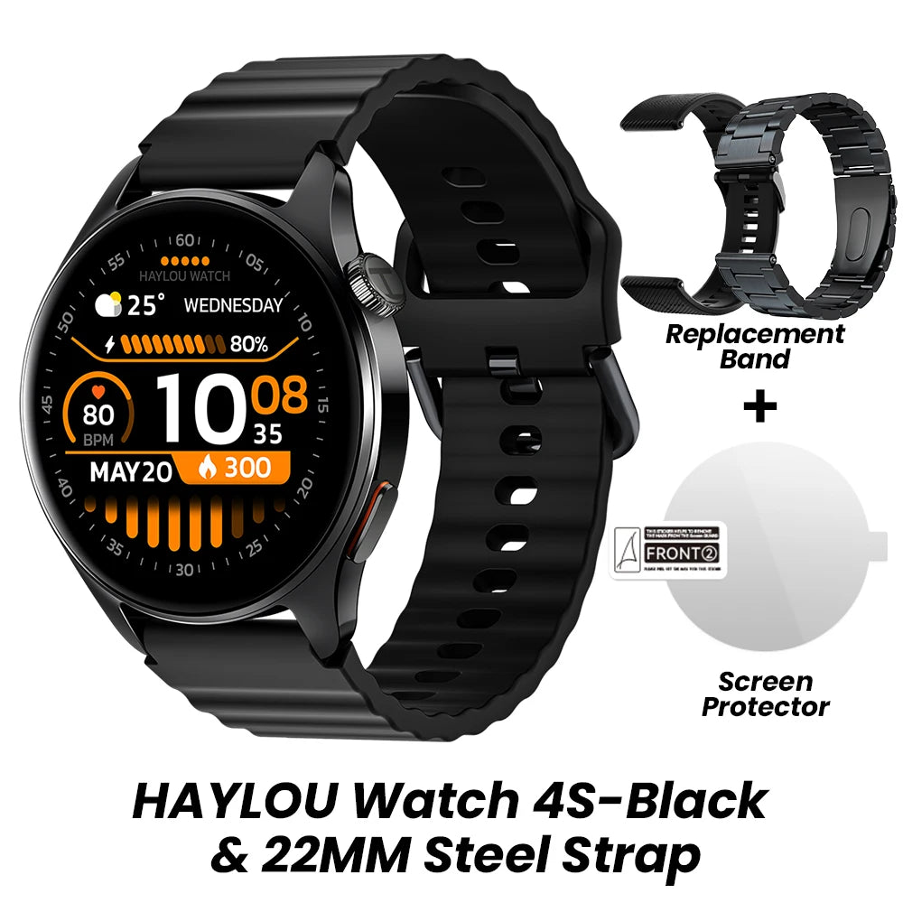 Reloj Inteligente HAYLOU Watch 4S con GPS, Pantalla AMOLED HD de 1.43”, 5 Posicionamientos GPS por Satélite, Más de 120 Modos de Entrenamiento, Reloj Deportivo Inteligente