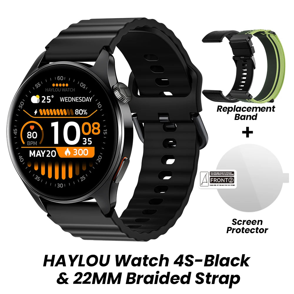 Reloj Inteligente HAYLOU Watch 4S con GPS, Pantalla AMOLED HD de 1.43”, 5 Posicionamientos GPS por Satélite, Más de 120 Modos de Entrenamiento, Reloj Deportivo Inteligente