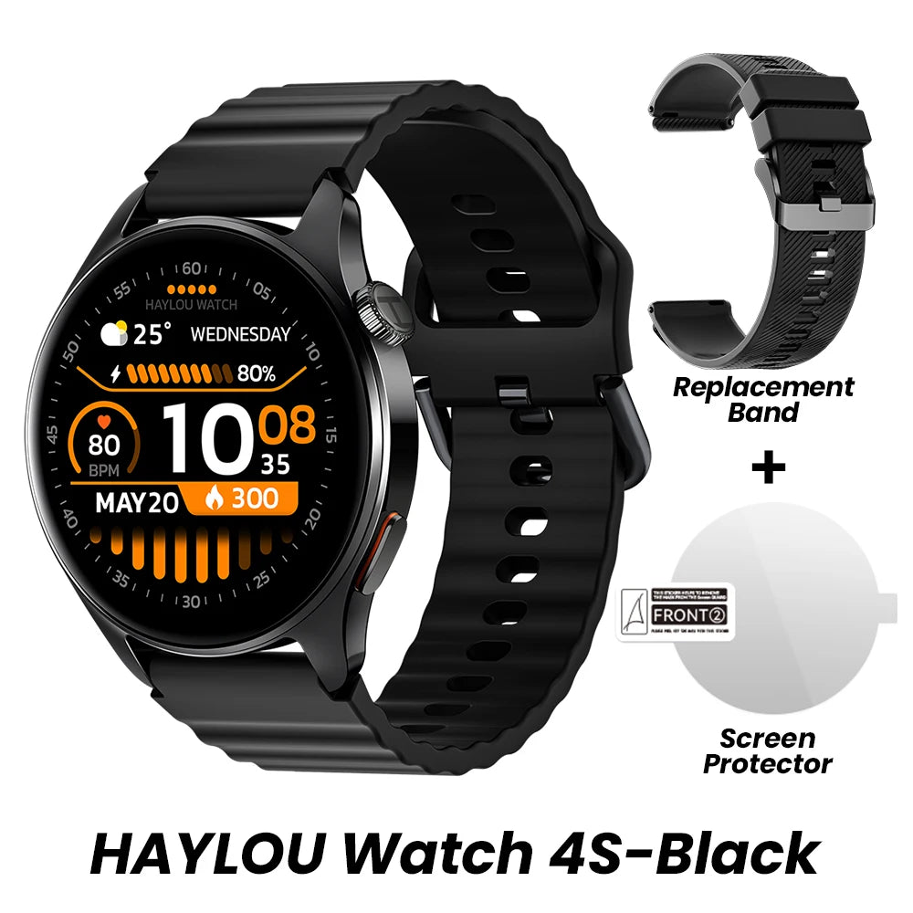 Reloj Inteligente HAYLOU Watch 4S con GPS, Pantalla AMOLED HD de 1.43”, 5 Posicionamientos GPS por Satélite, Más de 120 Modos de Entrenamiento, Reloj Deportivo Inteligente