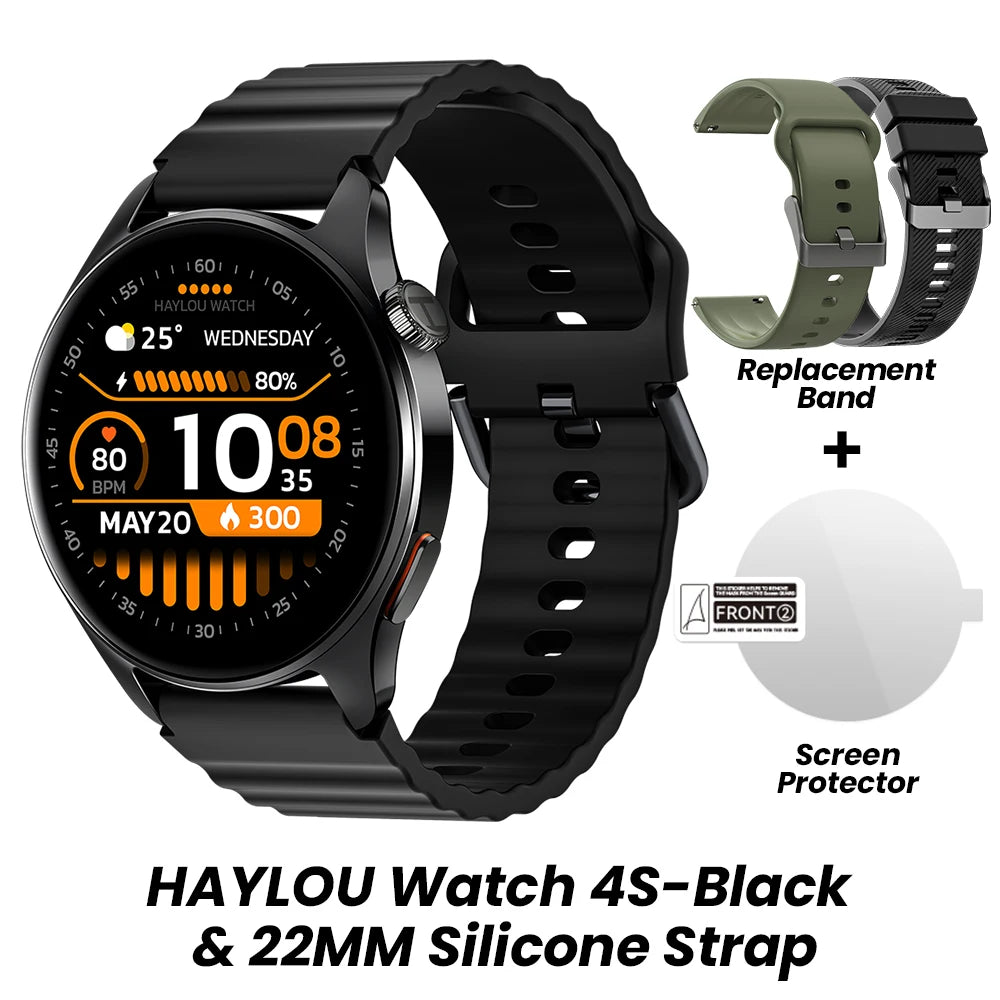 Reloj Inteligente HAYLOU Watch 4S con GPS, Pantalla AMOLED HD de 1.43”, 5 Posicionamientos GPS por Satélite, Más de 120 Modos de Entrenamiento, Reloj Deportivo Inteligente