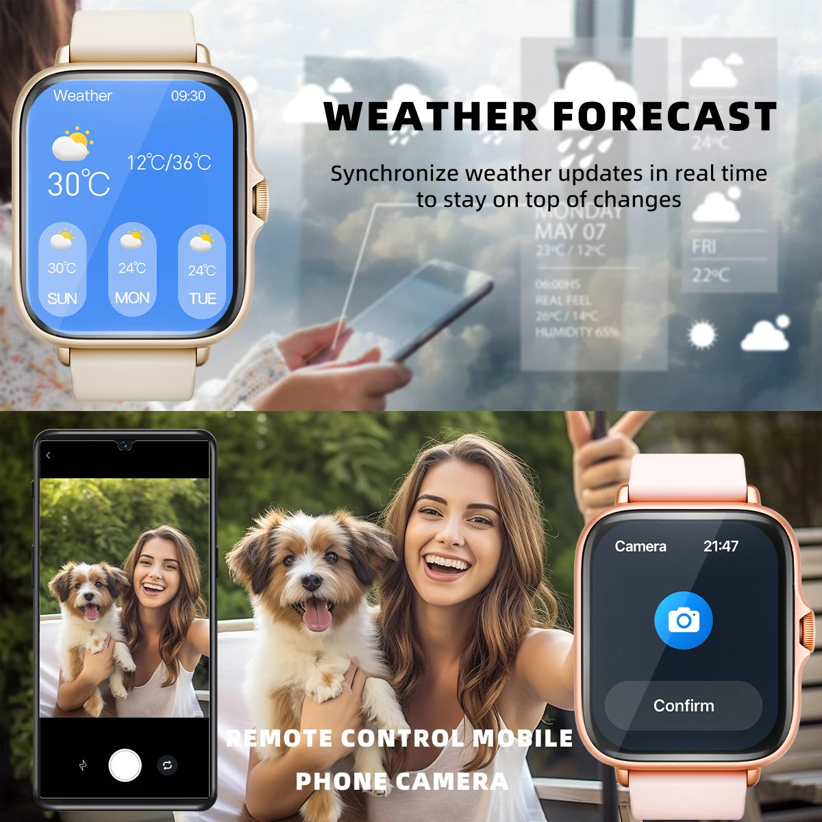 Reloj inteligente resistente al agua de 1,83 pulgadas con mensaje, respuesta a llamadas, monitoreo del sueño, podómetro deportivo, alertas de información para iPhone y Android