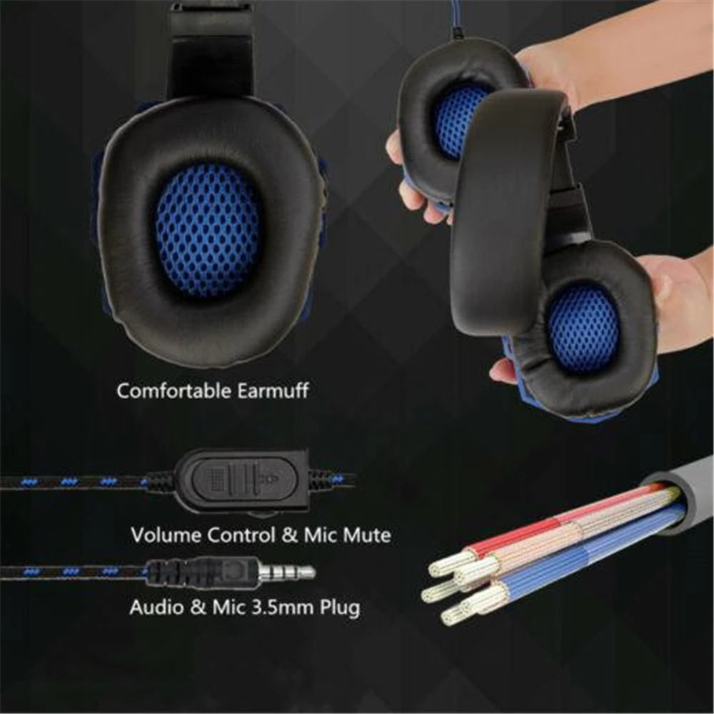 Auriculares con cable para PS4, PS5, Xbox, Smartphone, PC, auriculares para juegos, auriculares ajustables de 120 ° con micrófono con cancelación de ruido