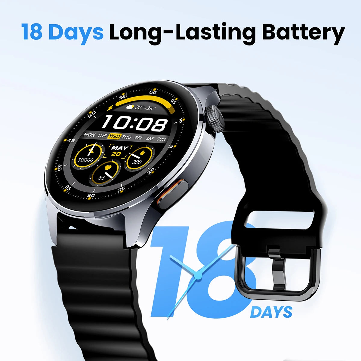 Reloj Inteligente HAYLOU Watch 4S con GPS, Pantalla AMOLED HD de 1.43”, 5 Posicionamientos GPS por Satélite, Más de 120 Modos de Entrenamiento, Reloj Deportivo Inteligente