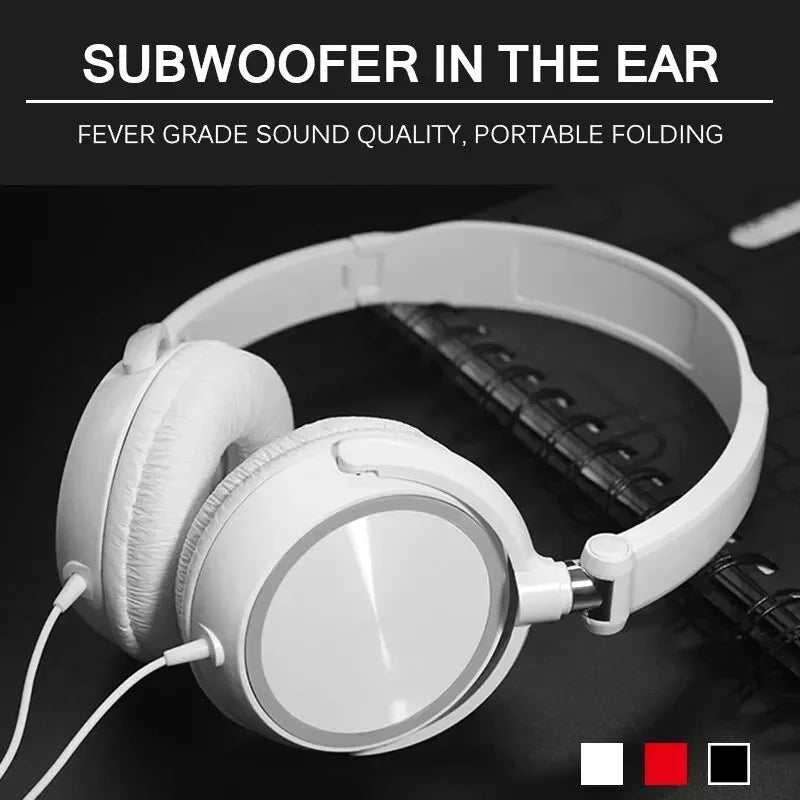 Auriculares con cable estéreo de graves de 3,5mm plegables con micrófono auriculares ajustables adecuados para Pc Mp3 auriculares accesorios de juego