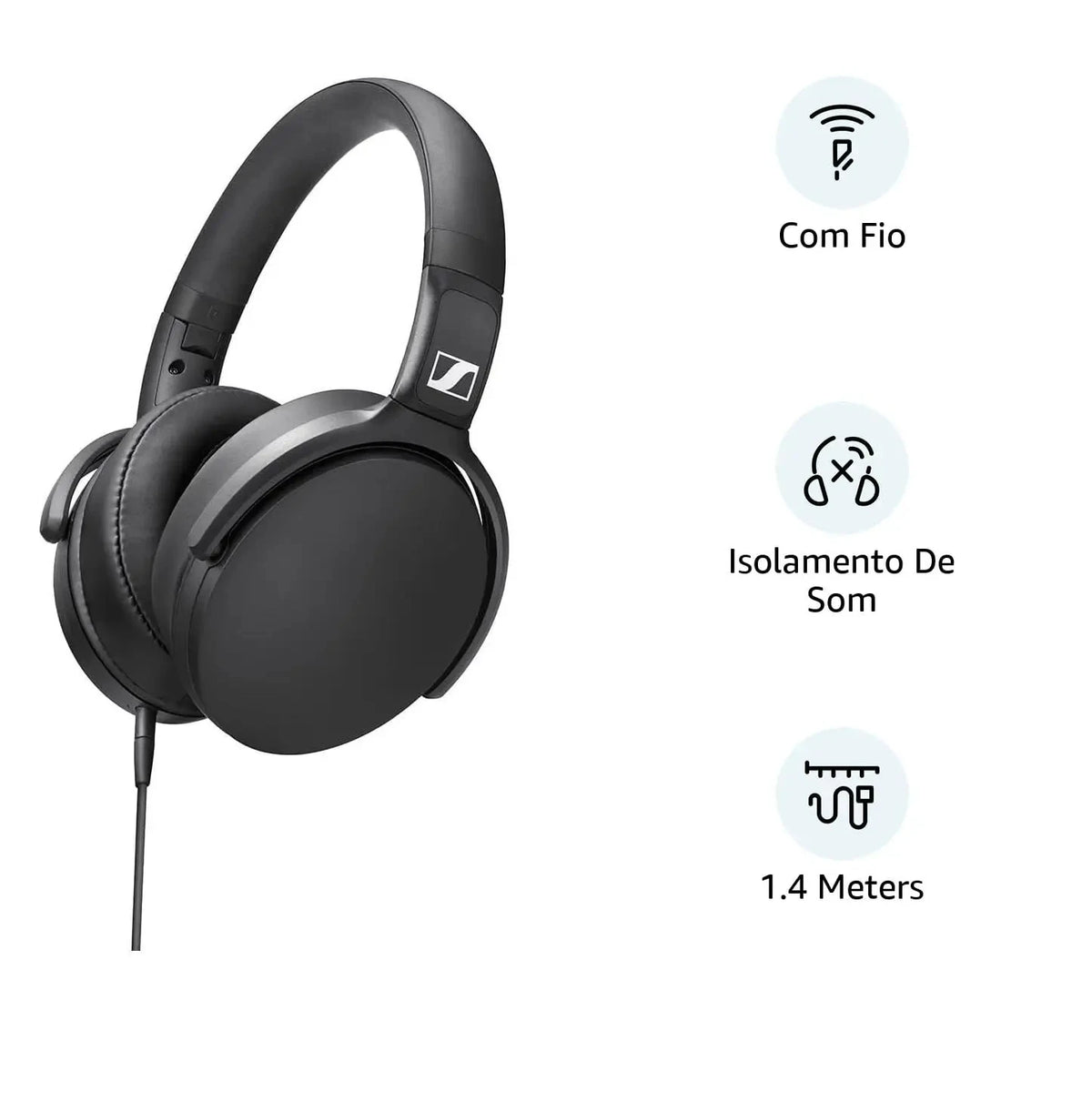 Auriculares Sennheiser HD400S con Cable y Micrófono, Reducción de Ruido de Bajos, Auriculares Cerrados para Esports y Juegos