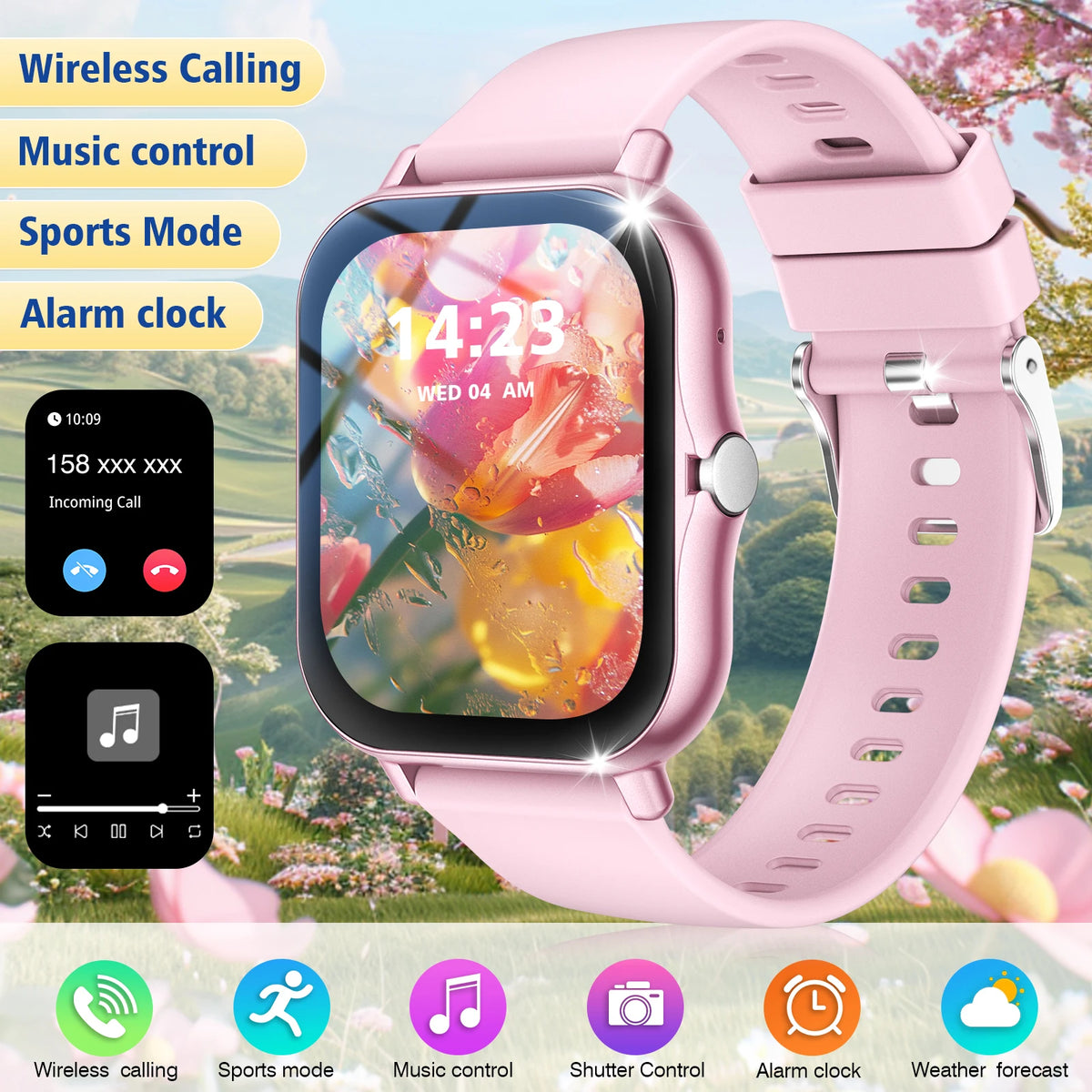 Reloj inteligente con llamadas inalámbricas, modos multideportivos, recordatorios de mensajes, reloj deportivo para iPhone/Android