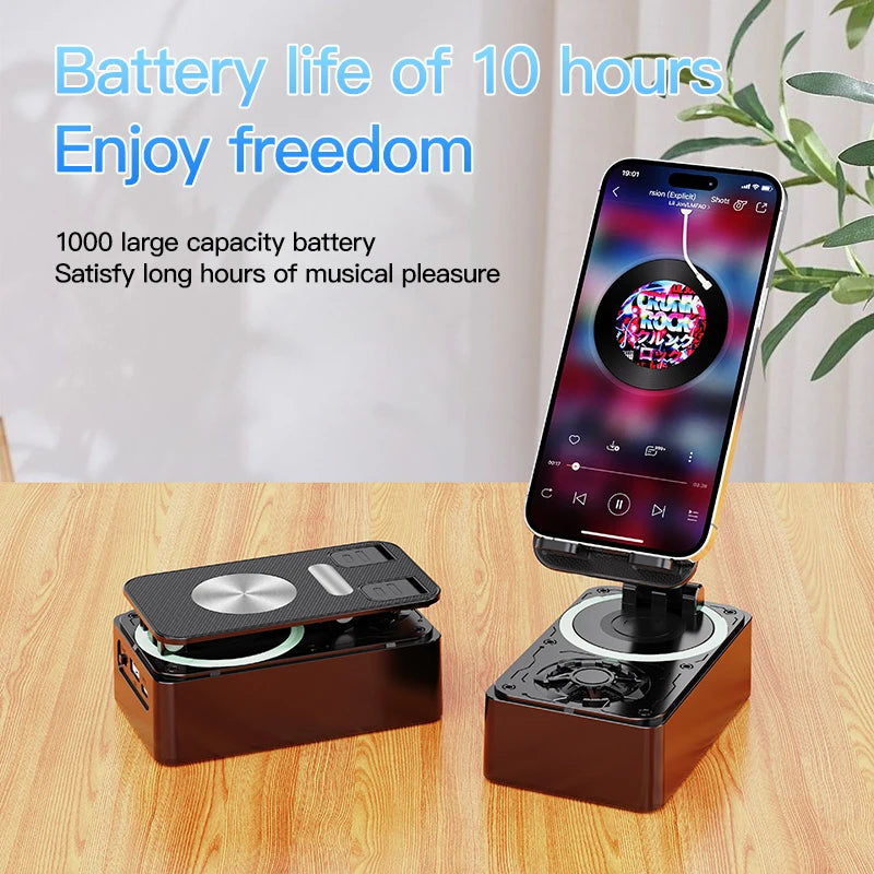 Altavoz Bluetooth 3 en 1, Banco de energía para teléfono, altavoz inalámbrico plegable, soporte para teléfono con almohadillas antideslizantes para videoconferencias en vivo
