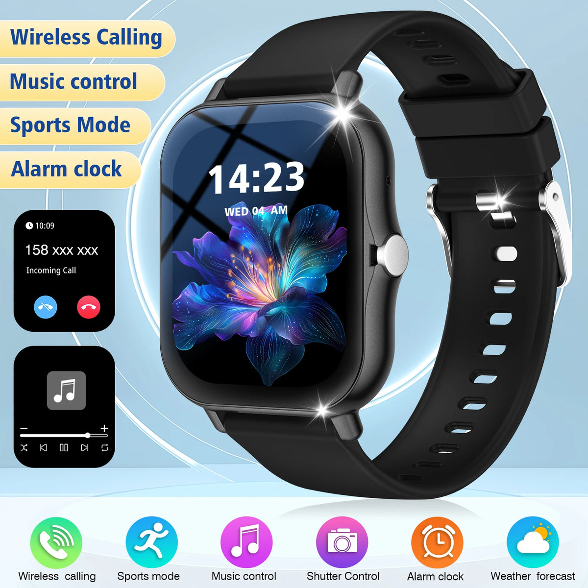 Reloj inteligente con llamadas inalámbricas, modos multideportivos, recordatorios de mensajes, reloj deportivo para iPhone/Android