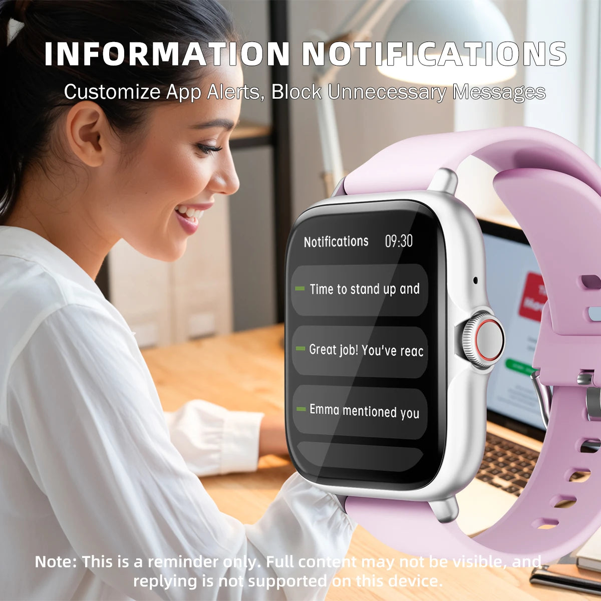 Reloj inteligente resistente al agua de 1,83 pulgadas con mensaje, respuesta a llamadas, monitoreo del sueño, podómetro deportivo, alertas de información para iPhone y Android