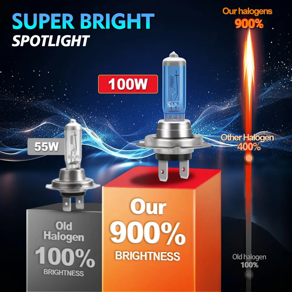 2/4 Uds H7 bombillas halógenas Canbus superbrillantes 12V 100W blanco 6000K faros automáticos para coche motocicleta luces halógenas Plug And Play