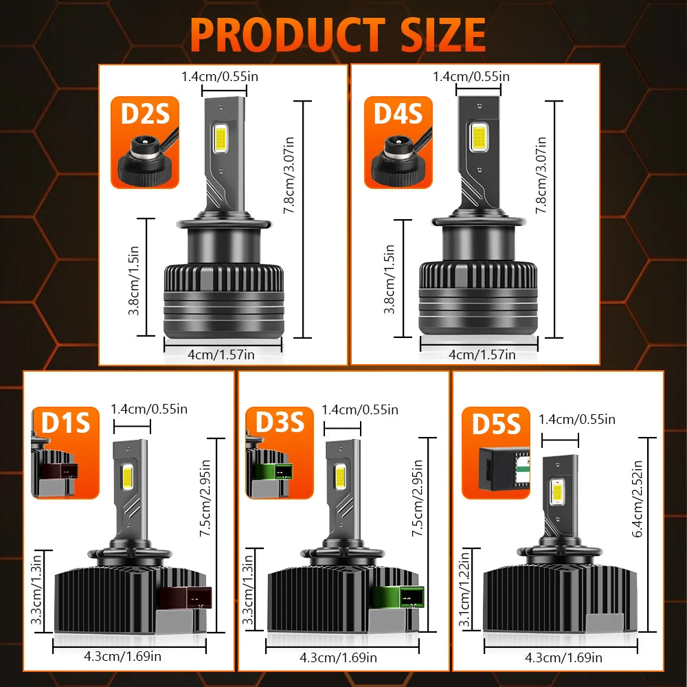 Serie D D1S faros LED para coche bombillas HID D2S D3S D4S D5S 35W luces Turbo 30000LM 6000K lámpara automática CANbus sin errores Plug & Play