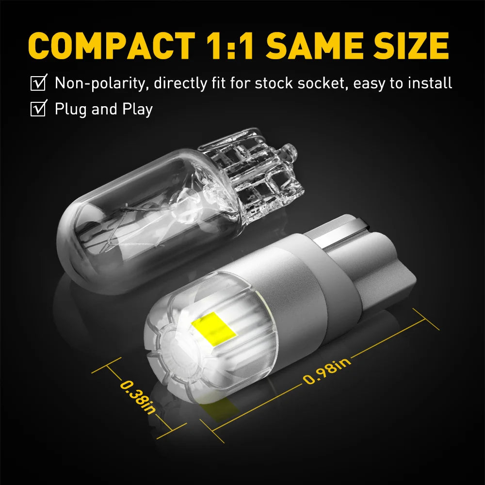 AUXITO 2 uds iluminación de 360 grados Canbus T10 lámparas W5W bombilla LED 196 3030SMD posición de estacionamiento de coche marcador lateral luz Interior de coche