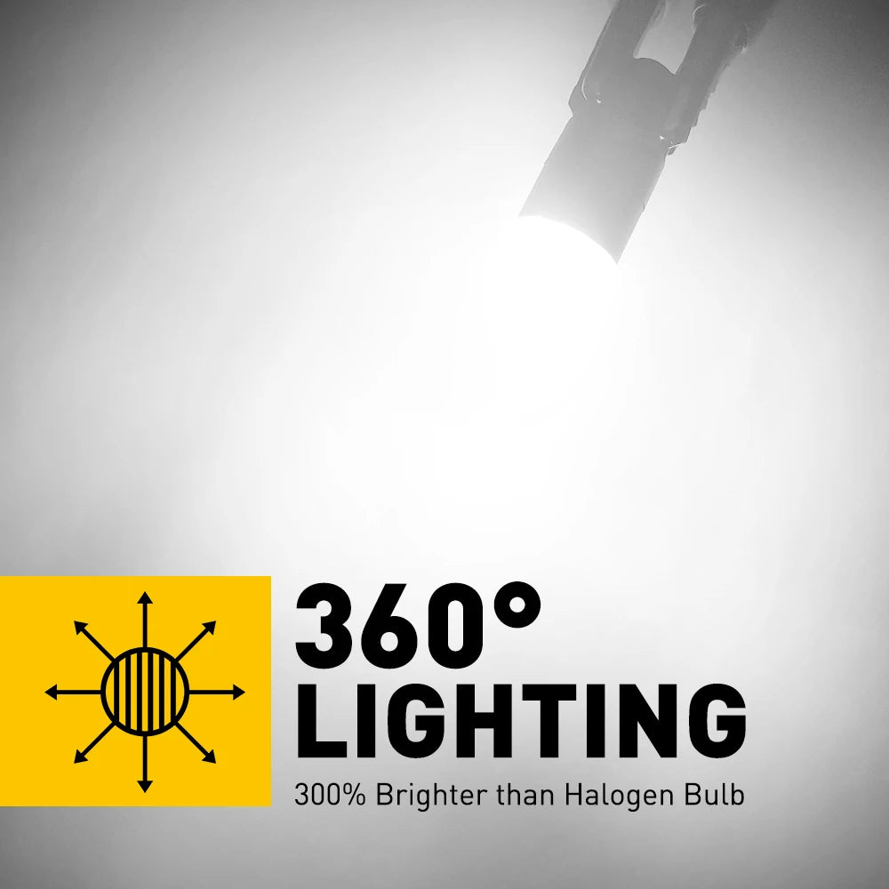 AUXITO 2 uds iluminación de 360 grados Canbus T10 lámparas W5W bombilla LED 196 3030SMD posición de estacionamiento de coche marcador lateral luz Interior de coche