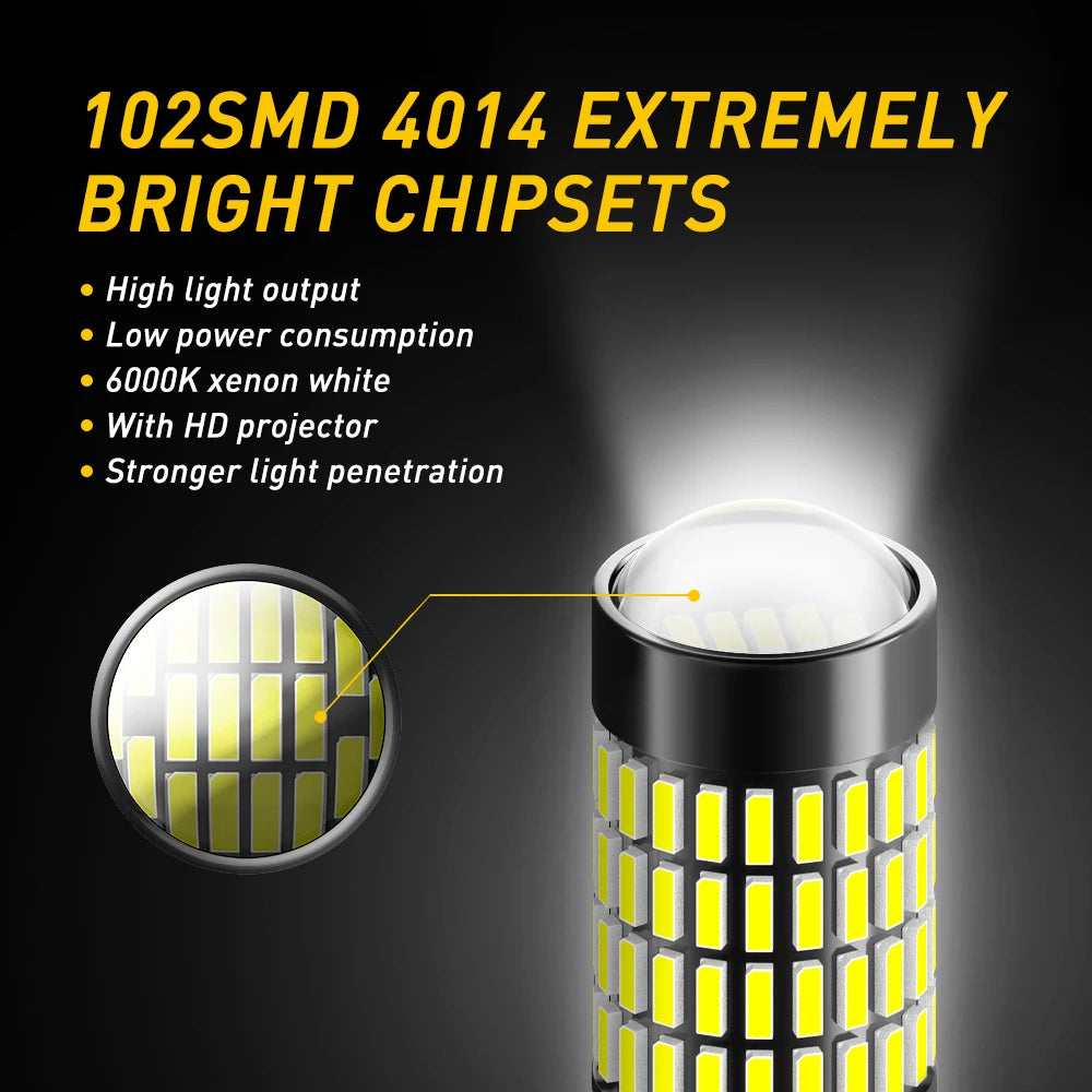 AUXITO-luces LED blancas T20, luz de conducción diurna súper brillante, lámpara de estacionamiento DRL 7443 W21/5W, bombilla LED 4014 102SMD, 2 uds.