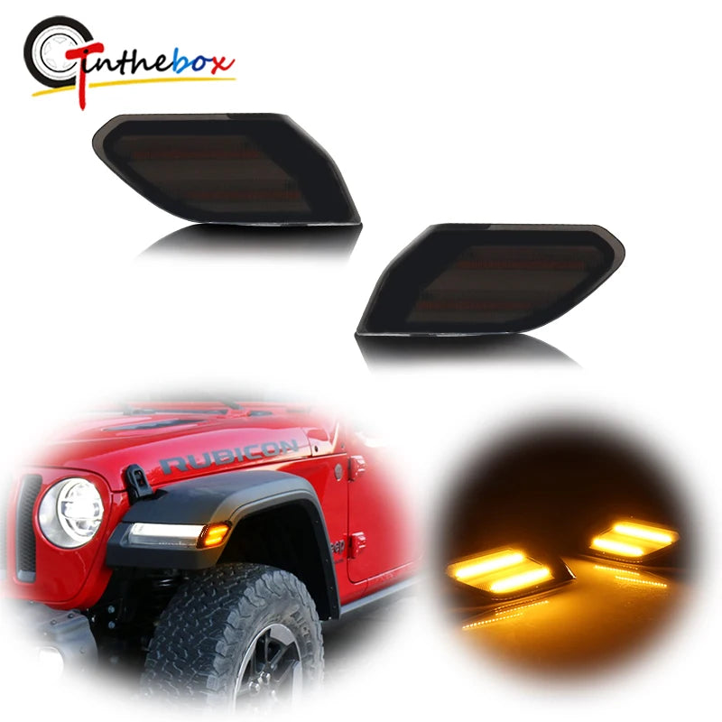 2 uds coche ámbar LED parachoques delantero marcador lateral señal de giro luz intermitente para Jeep Wrangler JL 2018-2021 gladiador JT 20-21