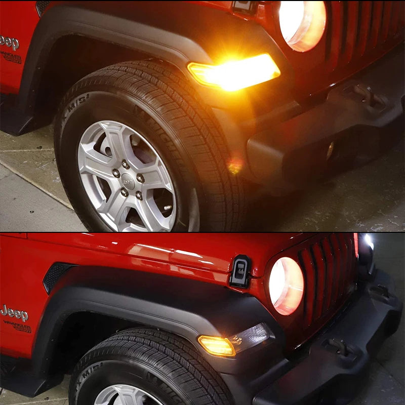 2 uds coche ámbar LED parachoques delantero marcador lateral señal de giro luz intermitente para Jeep Wrangler JL 2018-2021 gladiador JT 20-21
