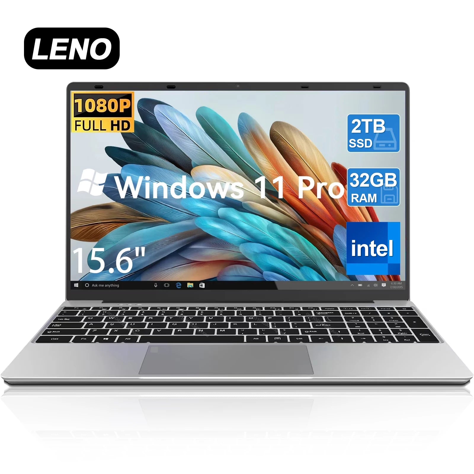 LENO nuevo 15,6 "portátil Intel 6500Y 32GB RAM 2TB SSD 5000mAh Oficina Windows11 Notebook PC Gamer con huella digital retroiluminada