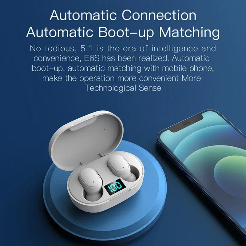 Auriculares Bluetooth TWS E6S Fone, auriculares inalámbricos con Bluetooth, auriculares con cancelación de ruido y micrófono para Huawei Xiaomi