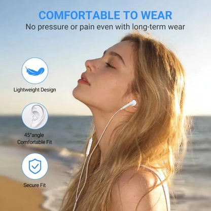 Audífonos USB C para iPhone 17 16 15, Auriculares con Cable Tipo C, Micrófono Integrado y Control de Volumen, Sonido Estéreo HiFi