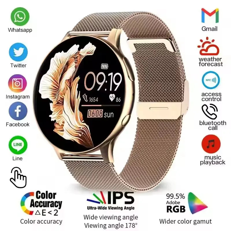 Reloj Inteligente para Mujer, Reloj con 6 Funciones de Monitoreo de Salud, Resistente al Agua, Asistente de Voz, Llamadas Bluetooth, Reloj Inteligente Deportivo Nuevo 2026 para Hombre