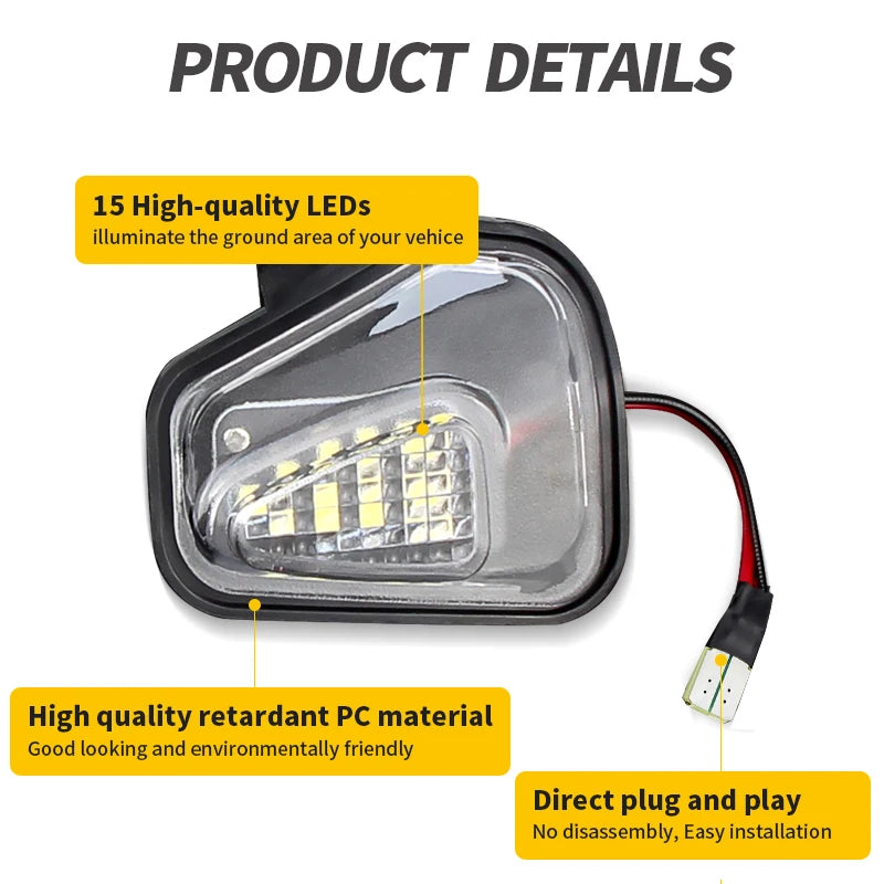2 uds luz LED para cucharadas debajo de la luz del espejo lateral para VW Scirocco Passat CC 2009 2010 2011 2012 2013 2014 2015 2016 2017 2018 2019