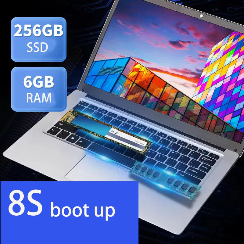 GMOLO-ordenador portátil Windows 10, Sin aranceles en México, 14 pulgadas, 6GB de RAM, 64GB + 128GB/256GB SSD, USB 3,0, WiFi, Bluetooth, cámara, Ultrabook fino, Netbook barato