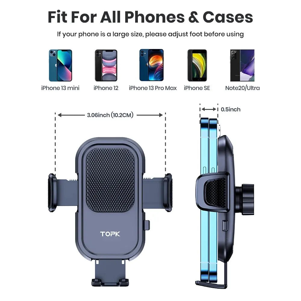 TOPK Soporte para teléfono de automóvil para iPhone [Succión potente] Soporte para teléfono para salpicadero de automóvil Accesorios para automóvil para teléfono inteligente