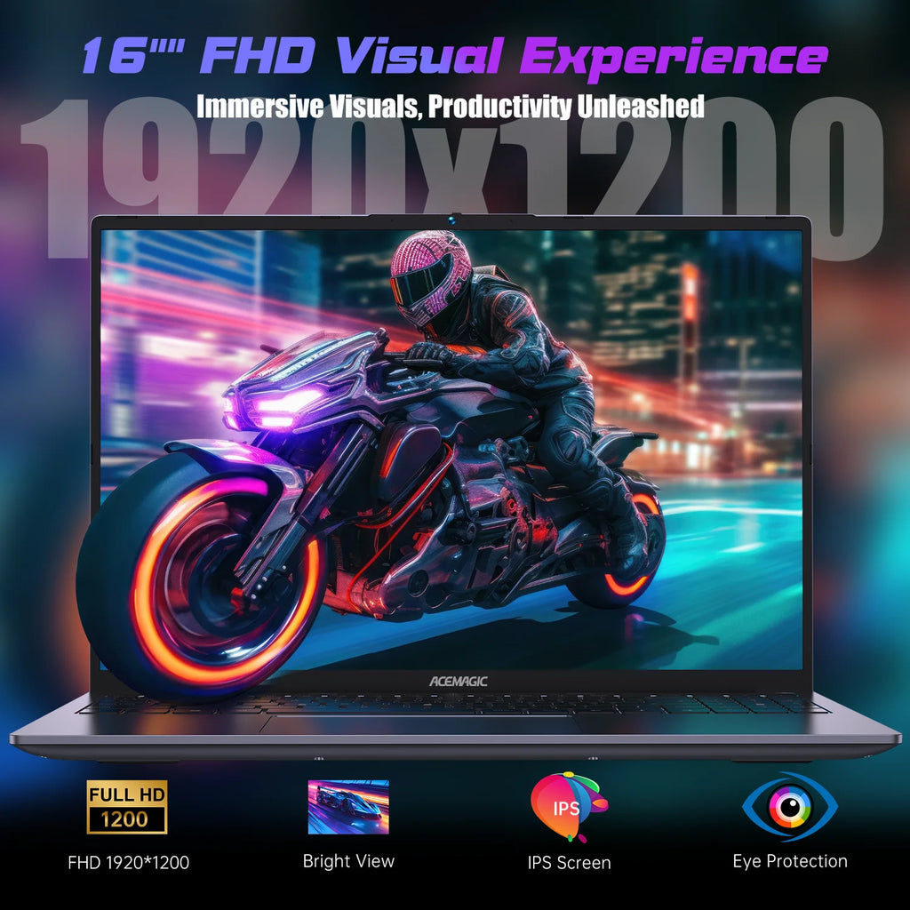 ACEMAGIC Laptop portátil para juegos FHD de 16 pulgadas AMD Ryzen 7 6800H 16GB RAM 512GB SSD Windows 11 Pro Notebook retroiluminado KB Wifi6 BT5.2