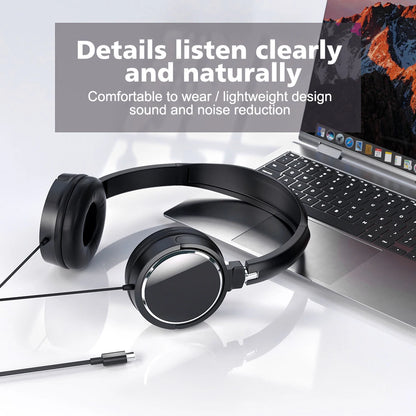 Auriculares con cable con enchufe de 3,5mm/tipo C, auriculares plegables, auriculares estéreo de graves a la moda para música, para PC, MP3, teléfonos inteligentes y tabletas