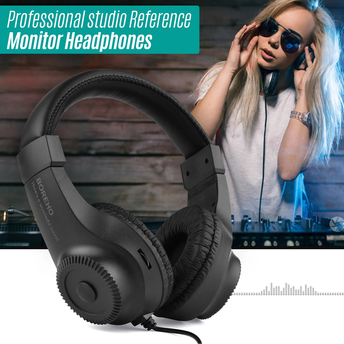 Auriculares con Monitor estéreo y cable, cascos sobre la oreja con controlador de 50mm, enchufe de 6,5mm para amplificador de guitarra, mezclador de Audio de Piano eléctrico