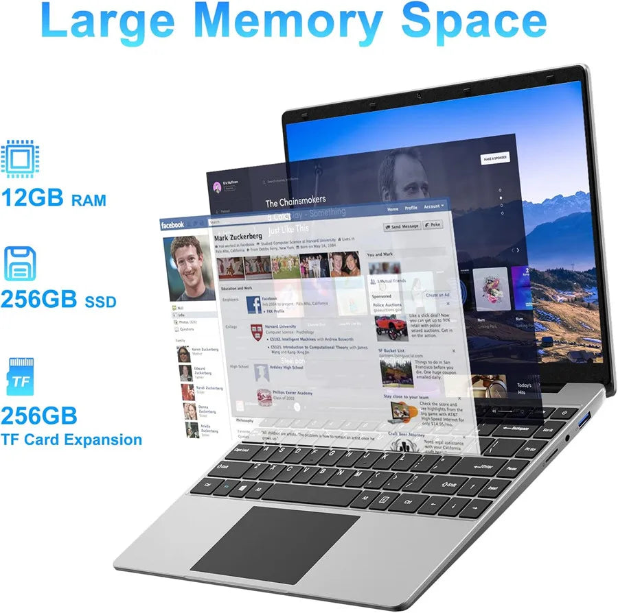 Computadora Portátil de 14 Pulgadas con Windows 10, EZbook S5, 12 GB de RAM LPDDR4, 256 GB de ROM SSD, Pantalla FHD de 1080p, CPU J4105 con Procesador Celeron de 4 Núcleos