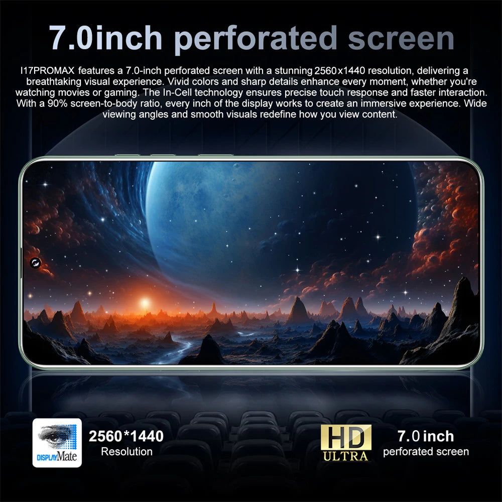 Nuevo Teléfono Inteligente i17 Pro Max Original 2026, Versión Global de 7.0 Pulgadas, 5G, Doble SIM, 6800mAh, Android 15