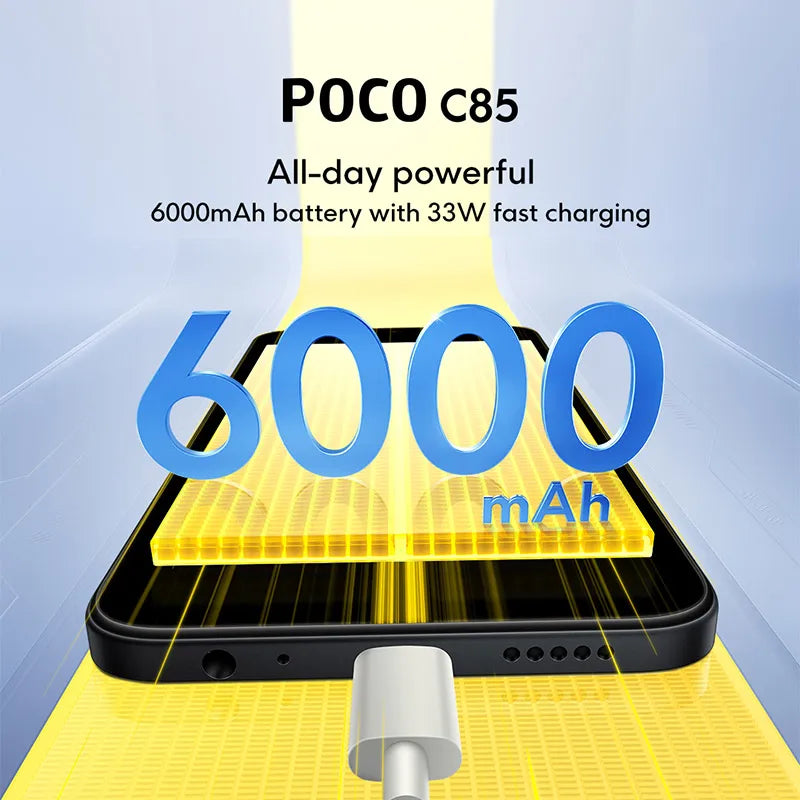 POCO C85 versión Global Smartphone 6,9 "pantalla Dot Drop batería de 6000mAh cámara de 50MP 33W Helio G81-Ultra NFC