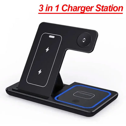 Estación de Carga Inalámbrica Plegable 3 en 1 para iPhone 17 16 15 14 13 12 Pro Max, iWatch 11, Airpods Pro 4/3, Base de Carga Rápida