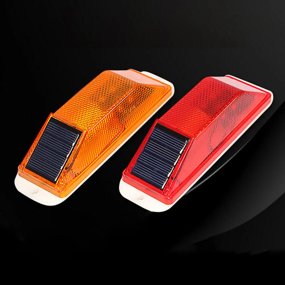 Luz solar de advertencia para coche, valla de barandilla roja y amarilla, luz estroboscópica nocturna reflectante, luz de contorno solar
