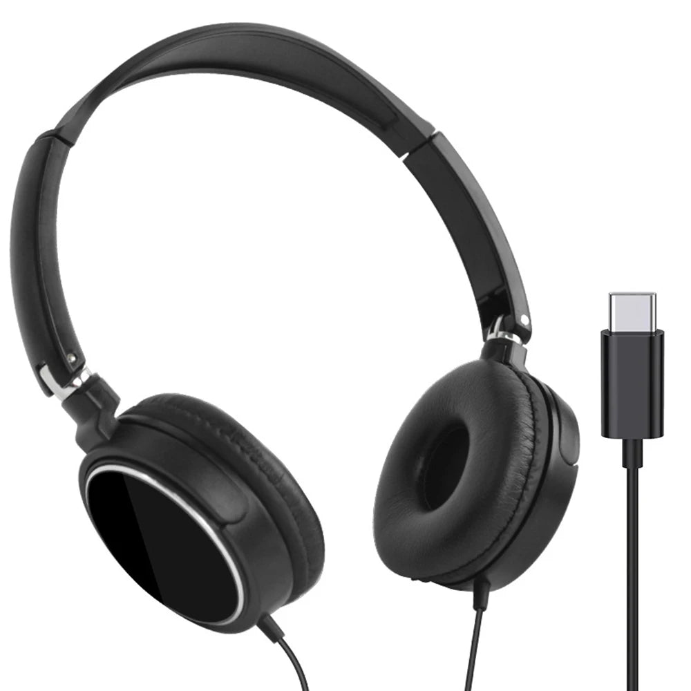 Auriculares con cable con enchufe de 3,5mm/tipo C, auriculares plegables, auriculares estéreo de graves a la moda para música, para PC, MP3, teléfonos inteligentes y tabletas