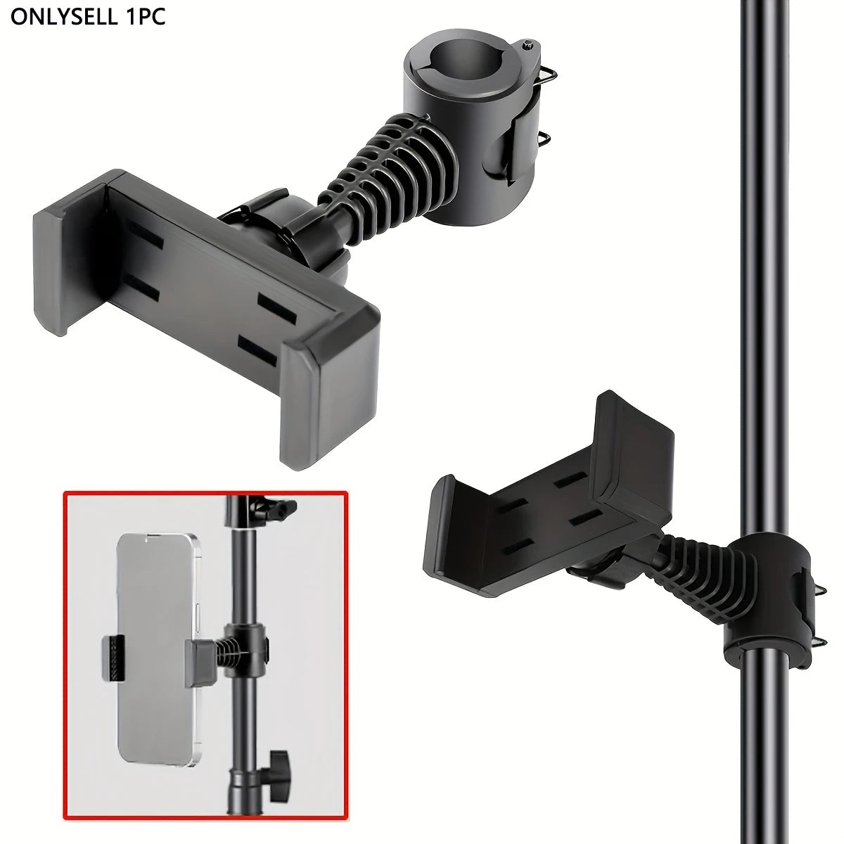 1 accesorio universal para teléfono y trípode, 360 °   Soporte Giratorio para Teléfono de Bicicleta y Motocicleta, Apto para Accesorios de Smartphone