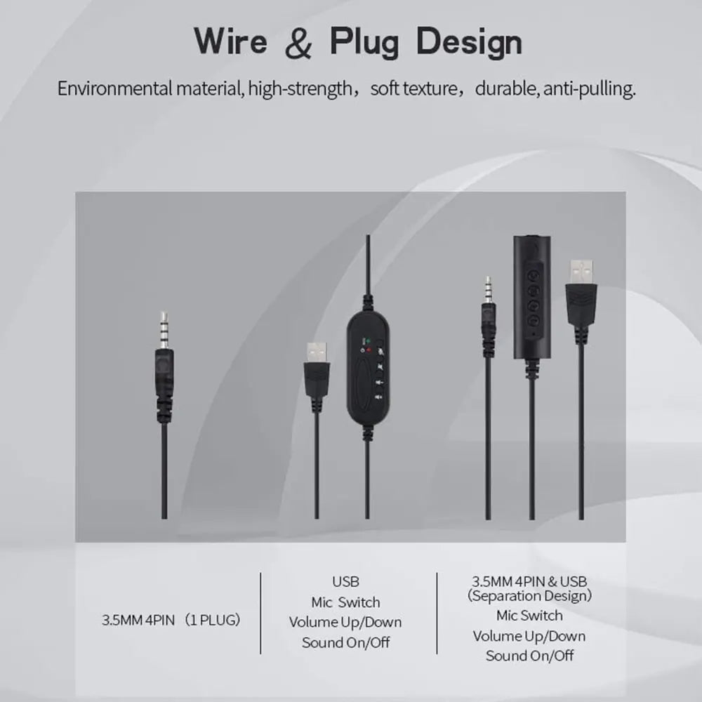 Auriculares de ordenador USB de 3,5mm con micrófono con cancelación de ruido, red de chat, enseñanza, videoconferencia, auriculares estéreo con cable