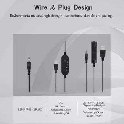 Auriculares de ordenador USB de 3,5mm con micrófono con cancelación de ruido, red de chat, enseñanza, videoconferencia, auriculares estéreo con cable