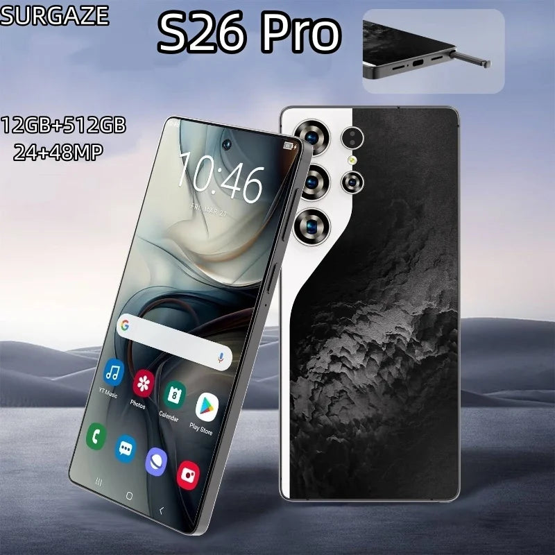 Teléfono inteligente SURGAZE S26 Pro, 4G 5G, doble tarjeta SIM, doble modo de espera, sistema Android, 12GB+512GB, versión global, batería de 6000mAh