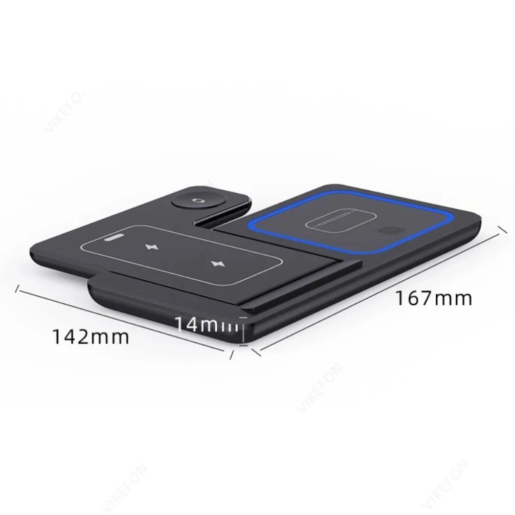 Estación de Carga Inalámbrica Plegable 3 en 1 para iPhone 17 16 15 14 13 12 Pro Max, iWatch 11, Airpods Pro 4/3, Base de Carga Rápida