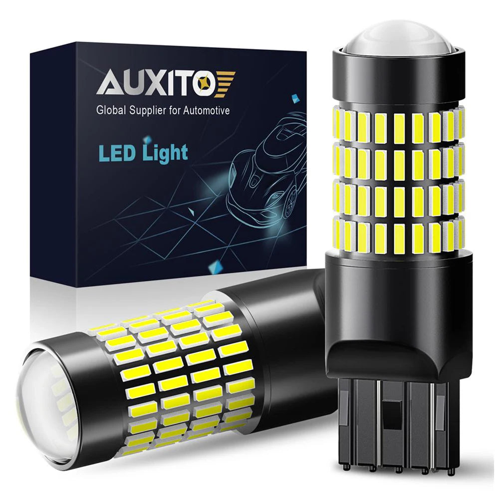 AUXITO-luces LED blancas T20, luz de conducción diurna súper brillante, lámpara de estacionamiento DRL 7443 W21/5W, bombilla LED 4014 102SMD, 2 uds.