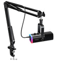 Kit de micrófono para juegos FIFINE XLR/USB con conector para auriculares/silencio/RGB/soporte de brazo, juego de micrófono dinámico para PC PS5/4 mezclador amplificador AM8T