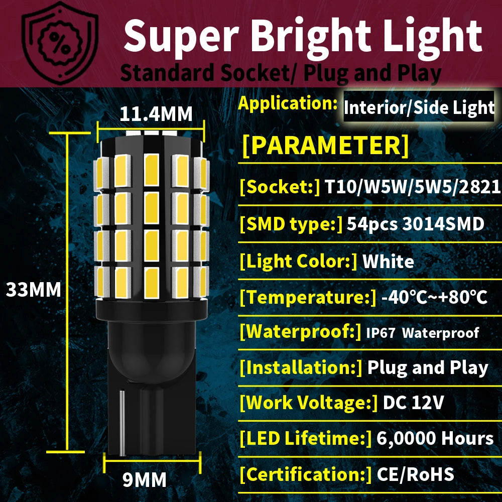 2x luz LED de liquidación W5W T10 para Peugeot 1007 107 206 207 306 307 CC SW 4007 4008 407 508 607 807 Bipper Tepee Expert Partner