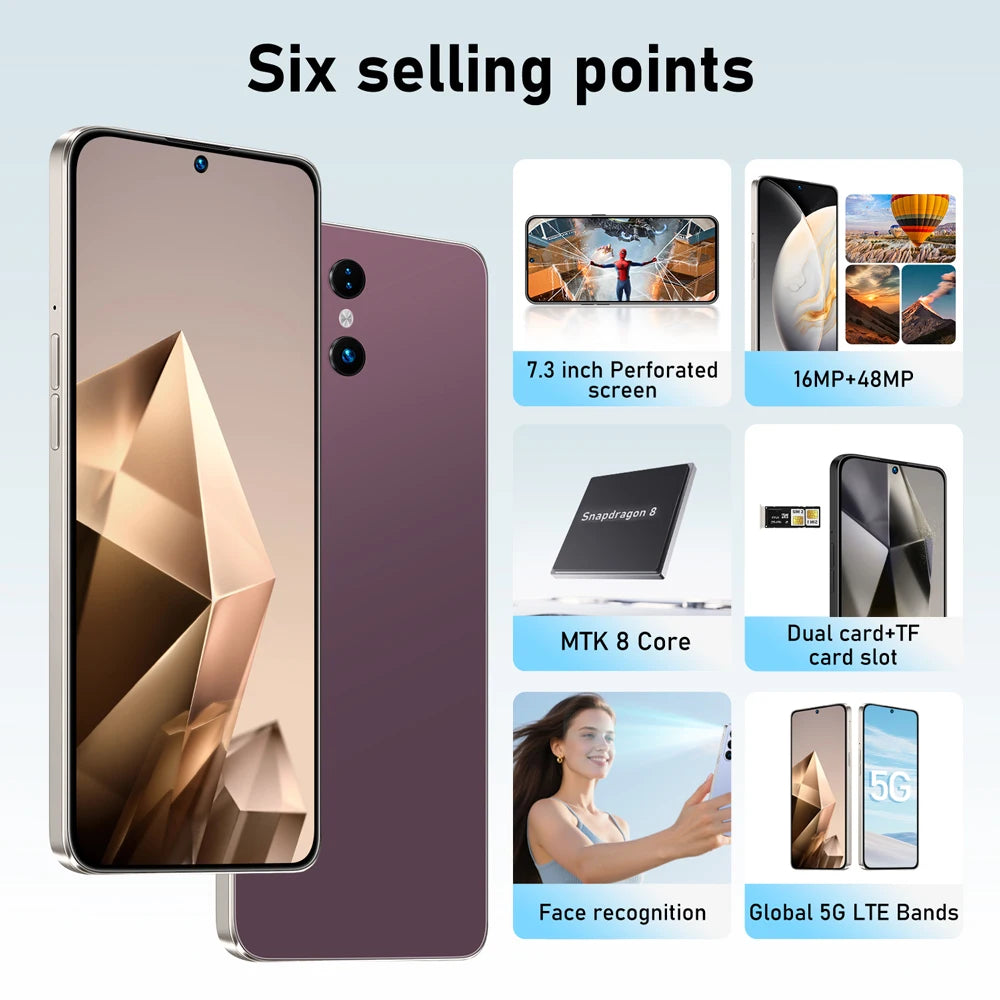 NUEVO Teléfono Celular S27 Ultra, 7.3HD, 5G, Doble SIM, Doble Modo de Espera, Smartphone Económico, 7800mAh, Android 15, WIFI, GPS
