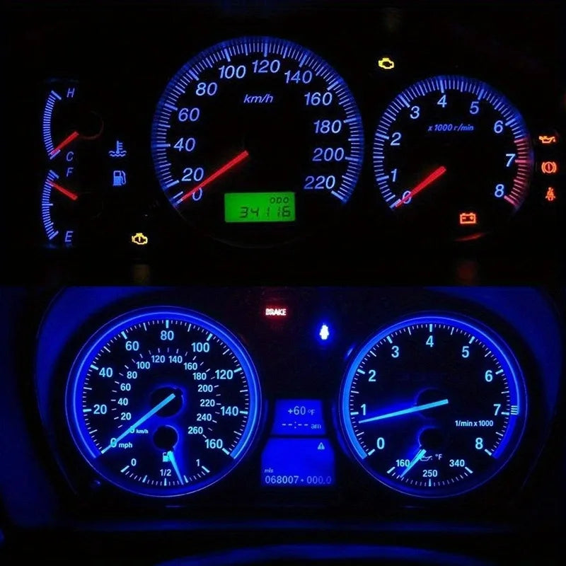 10 Uds luz de coche T10 4SMD 1210 LED cuña tablero calibre cluster bombilla hielo azul blanco verde rojo luz LED luz de lectura de coche