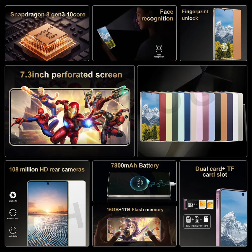 Teléfono Inteligente Original con Android 7.3HD, Snapdragon 8, Gen3, SIM Dual, 4G, 5G, desbloqueado, nuevo, SMS 25 Ultra