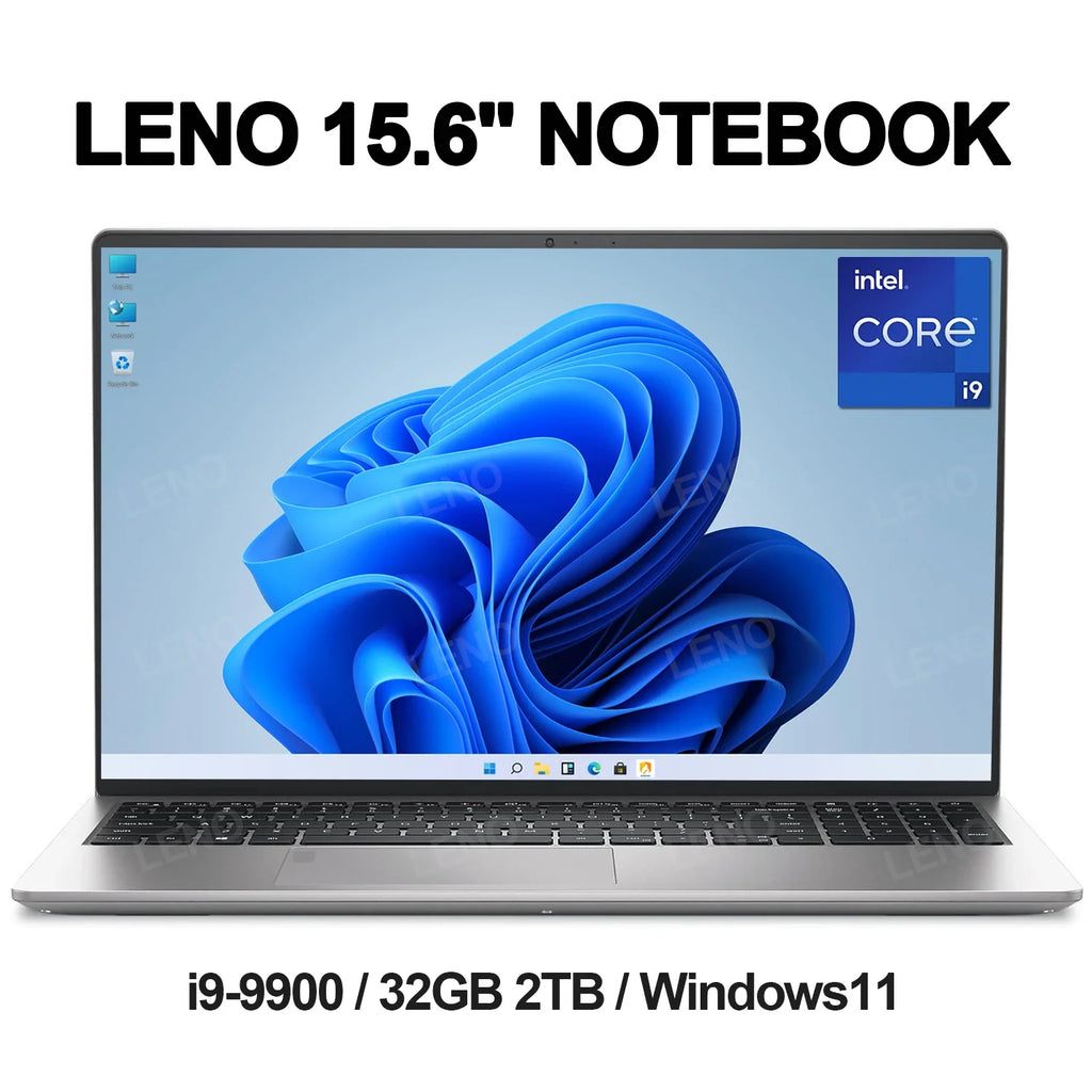 LENO HOT Ultra Slim Portátil de 15.6 Pulgadas con Windows 11, Intel Core i9 9900, 32GB, 1TB/2TB, 1920*1080 HD, para Juegos y Oficina